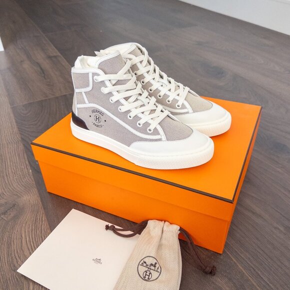 NEW Hermes Women's Get Up Sneakers Canvas Gray, Size EU 38 - Picture 8 of 11
